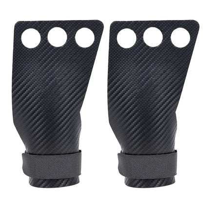 Weightlifting Gymnastic Carbon Grips Gym Exercise Fitness Weight Lifting Gloves 3 Hole Hand Grips Pullups Workout Palm