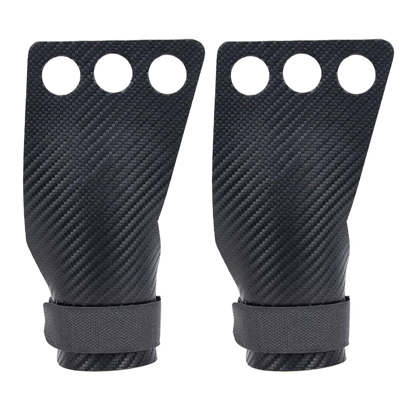 Weightlifting Gymnastic Carbon Grips Gym Exercise Fitness Weight Lifting Gloves 3 Hole Hand Grips Pullups Workout Palm