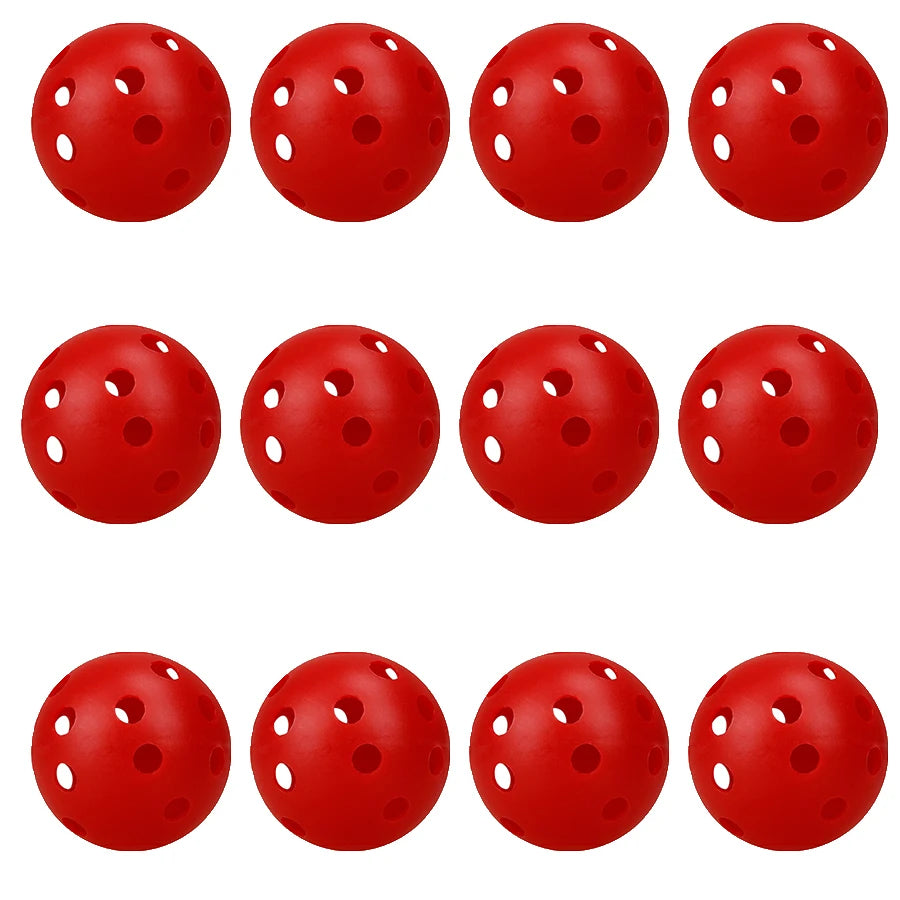 12PcsPractice Golf Balls  Hollow Plastic Golf Training Balls Colored Airflow Golf Balls Swing Practice Driving Range PE Toy Ball
