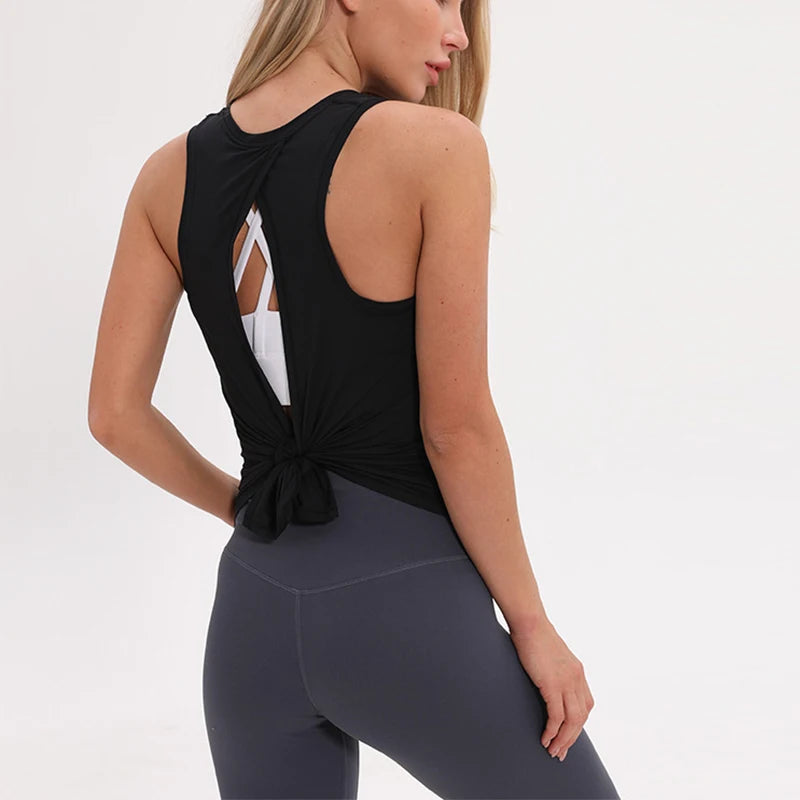 Loose Activewear Yoga Tank Top – Open Back Athletic Vest