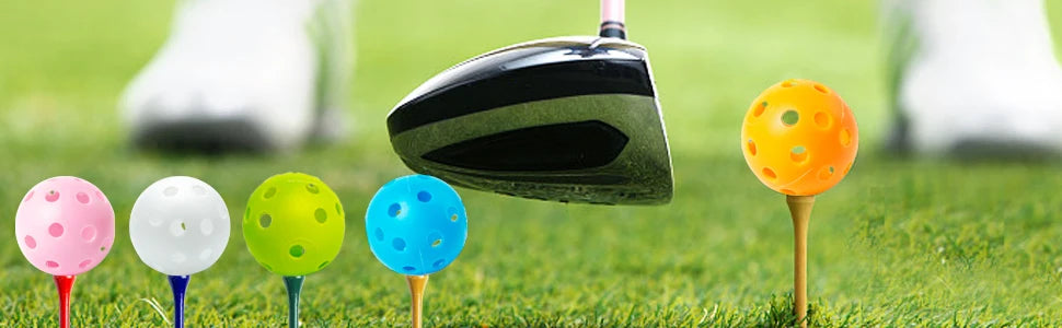 12PcsPractice Golf Balls  Hollow Plastic Golf Training Balls Colored Airflow Golf Balls Swing Practice Driving Range PE Toy Ball