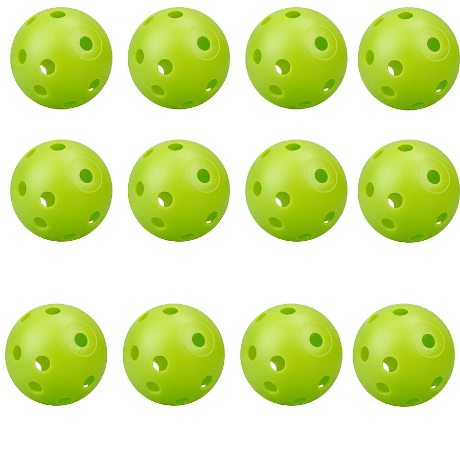 12PcsPractice Golf Balls  Hollow Plastic Golf Training Balls Colored Airflow Golf Balls Swing Practice Driving Range PE Toy Ball