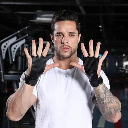Weightlifting Gymnastic Carbon Grips Gym Exercise Fitness Weight Lifting Gloves 3 Hole Hand Grips Pullups Workout Palm