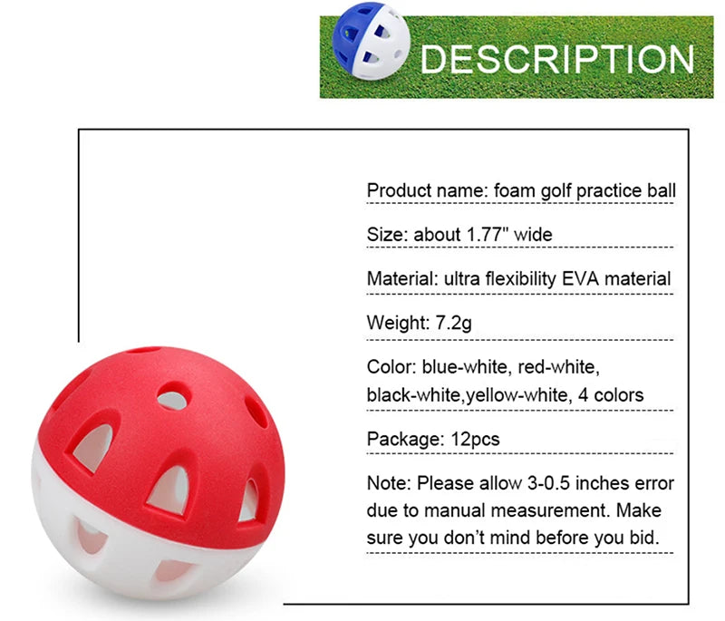 12Pcs Soft Practice Golf Balls Limited Flight Golf Balls for Backyard Driving - Realistic Feel Training Balls Golf Supplies