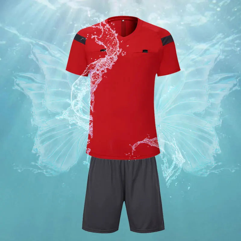 Soccer clothes referee uniform sets 0118 polyester Football referee Jersey adults men's Soccer Training set