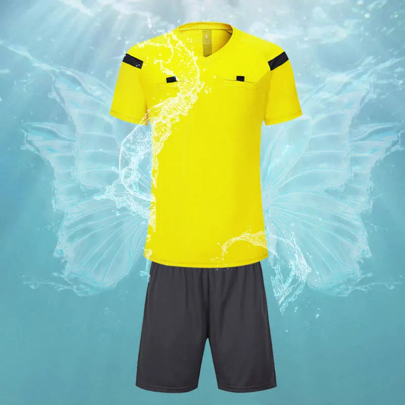 Soccer clothes referee uniform sets 0118 polyester Football referee Jersey adults men's Soccer Training set
