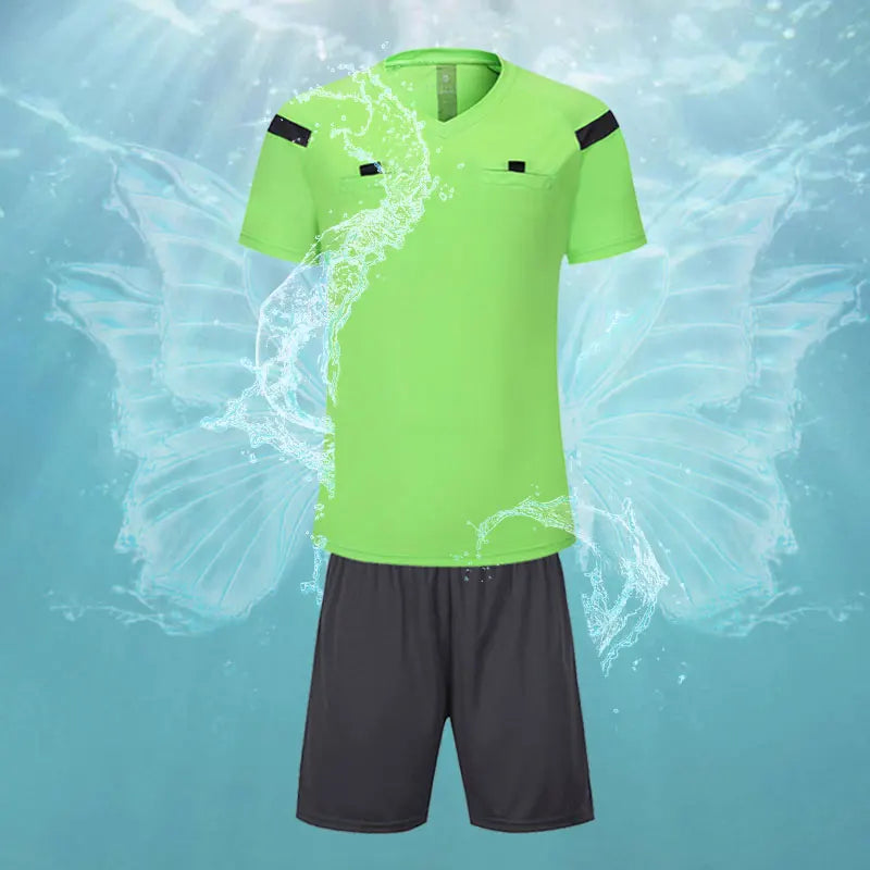 Soccer clothes referee uniform sets 0118 polyester Football referee Jersey adults men's Soccer Training set