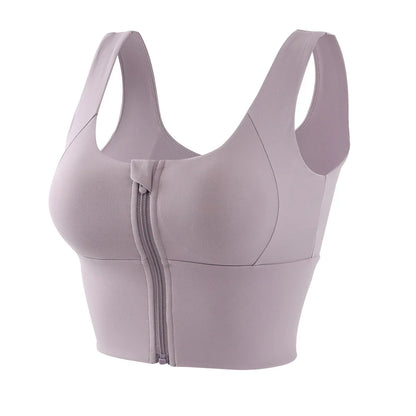 Women Sport Bra High Impact Gym Workout Bra Girls Front Zipper Shockproof Brassiere Padded Yoga Running Crop Top Sportwear Femme