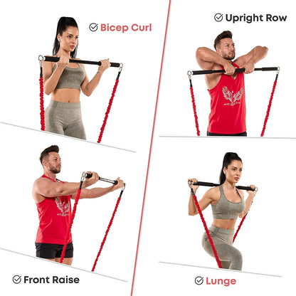 Workout Bar Fits All Resistance Bands with Clip Portable Resistance Bands Exercise Bar for Fitness Home Gym Workout Full Body