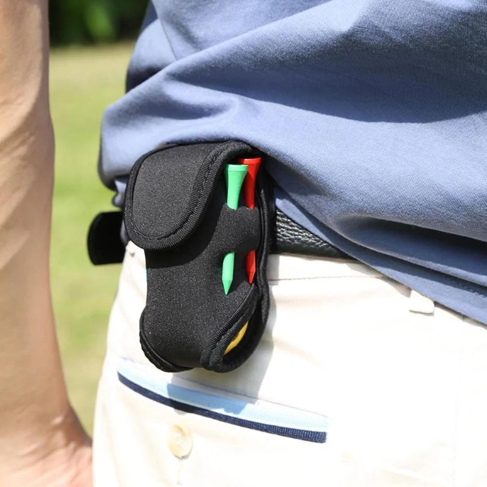 Golf Ball Waist Bag with 2 Balls and 4 Tees Set , Portable Golf Ball Storage Bag Holder Golfer Mini Waist Pouch Pack