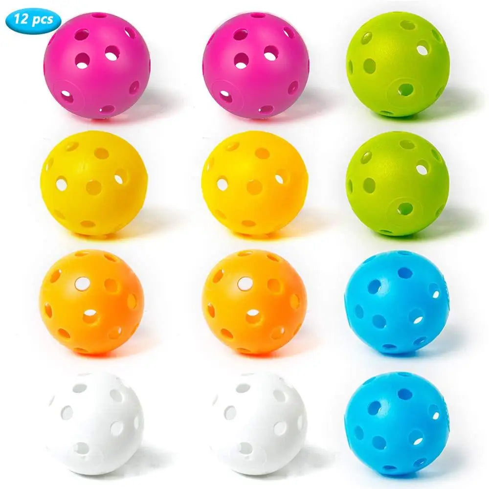 12PcsPractice Golf Balls  Hollow Plastic Golf Training Balls Colored Airflow Golf Balls Swing Practice Driving Range PE Toy Ball