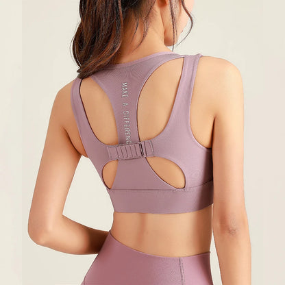 Women Sport Bras Shockproof Workout Running Gym Bra Hollow Out High Impact Brassiere Fitness Vest Padded Yoga Tank Tops Active