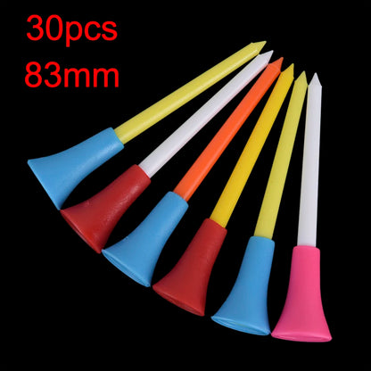 30PC  83mm Multi Color Plastic Golf Tees Durable Rubber Cushion Top Golf Tee hot sale