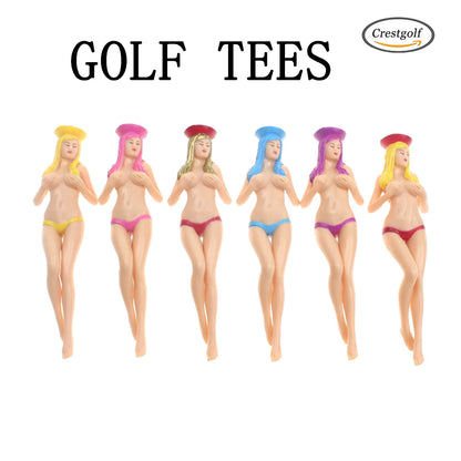CRESTGOLF Style 6pcs/Pack Size 75mm(2.95inch) Sexy Bikini Lady Golf Tees Gift Newest Design Plastic Golf Tees Golf Accessories