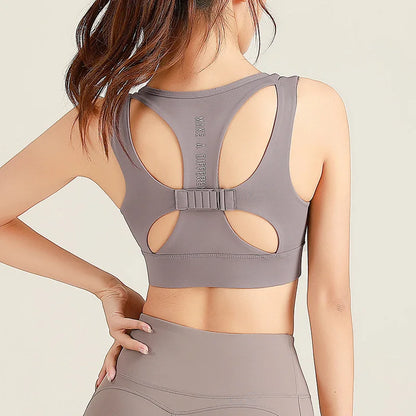 Women Sport Bras Shockproof Workout Running Gym Bra Hollow Out High Impact Brassiere Fitness Vest Padded Yoga Tank Tops Active