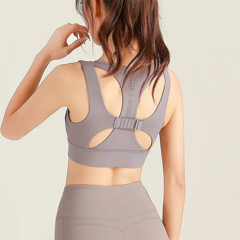Women Sport Bras Shockproof Workout Running Gym Bra Hollow Out High Impact Brassiere Fitness Vest Padded Yoga Tank Tops Active