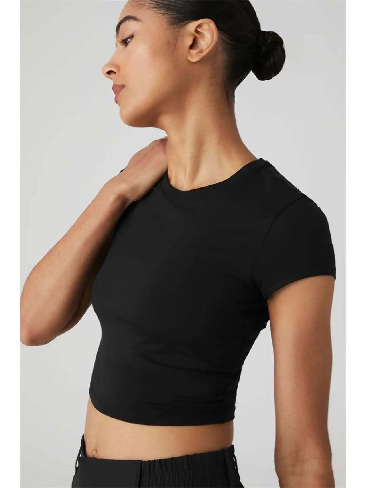 Yoga Top Sport T Shirt Fitness Clothes Short Sleeve Crewneck Skinny T-shirt Summer Casual Tee for Women Cotton Short-Sleeve Tees