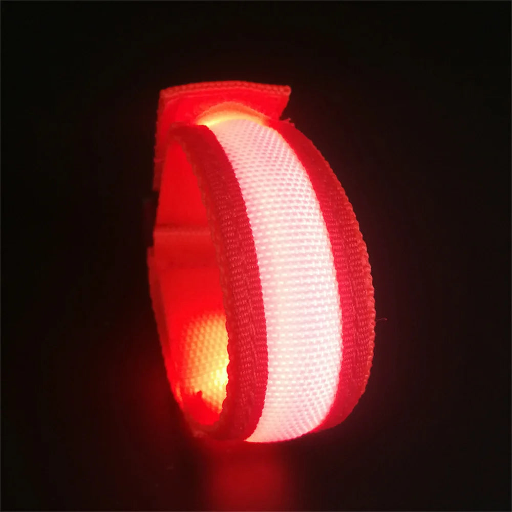 LED Reflective Bracelet Nylon Adjustable Armband Luminous Night Running Climbing Strap Outdoor Sports Safety Bright Band