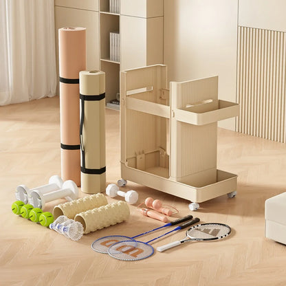 Gym Equipment Holder with Wheels Sports Equipment Storage Rack Yoga Mat Storage Basket Fitness Equipment Sports Tools Organizer