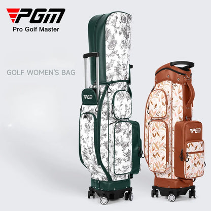 PGM 4 Wheel 360 Degree Rotating Waterproof Golf Bags Quality Women's vintage pull rod Golf Bag QB169