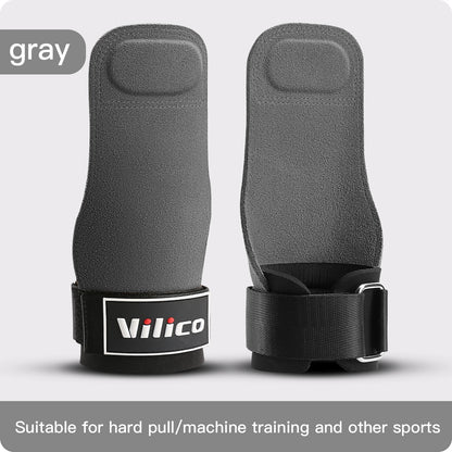 Gym Grips For Men Women Cowhide Palm Guards Weightlifting Fitness Workout Gloves Grips with Wrist Wraps Training Equipment