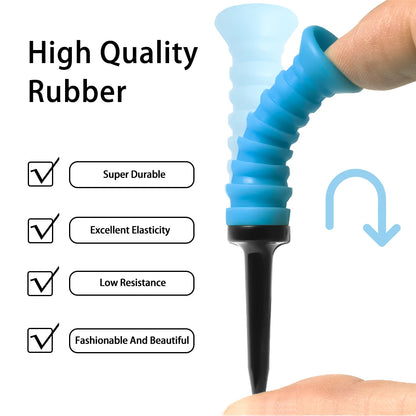 Caiton 5pcs 360° Flexible Rubber Golf Tees, 3.2in/81mm, Durable, Low Friction, Vibrant Multicolor - Ideal for Everyday Golfers