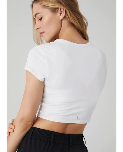 Yoga Top Sport T Shirt Fitness Clothes Short Sleeve Crewneck Skinny T-shirt Summer Casual Tee for Women Cotton Short-Sleeve Tees