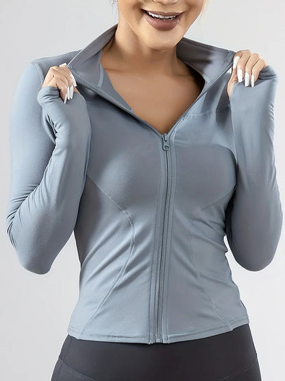 Yoga clothes women's autumn and winter sports yoga coat standing collar long sleeve top Pilates training running fitness clothes