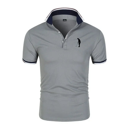 Golf T-shirt for Men Lapel Short Sleeve Breathable POLO Shirt Button Summer Pullovers Fashion Trend T-Shirt Man Streetwear Tops
