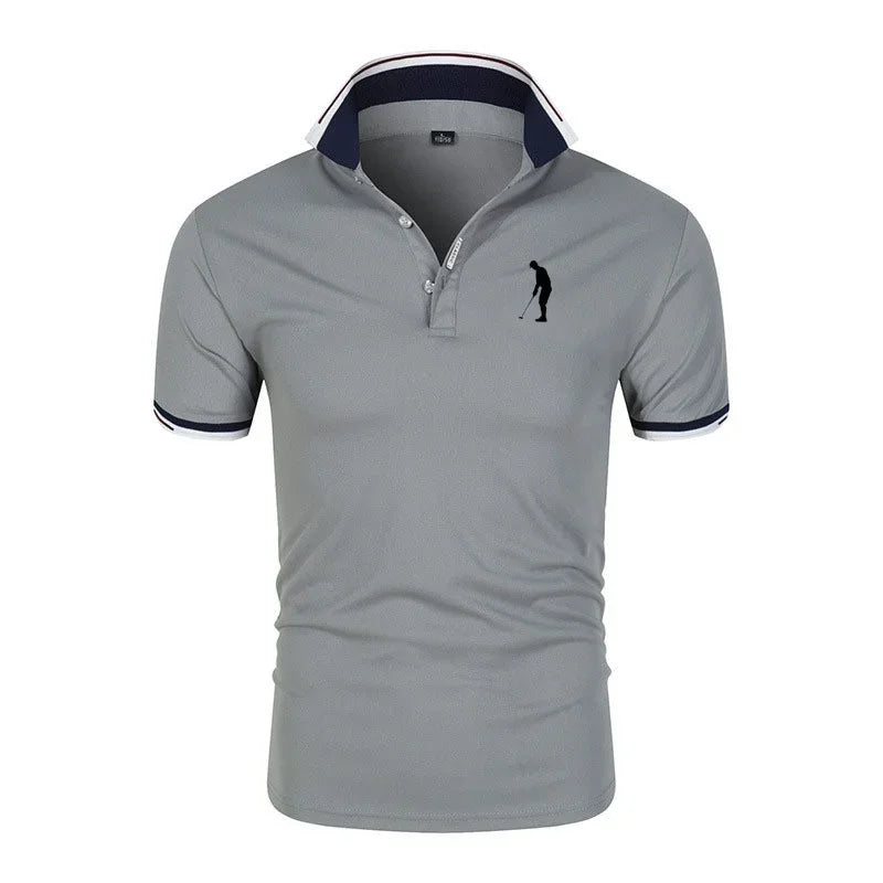 Golf T-shirt for Men Lapel Short Sleeve Breathable POLO Shirt Button Summer Pullovers Fashion Trend T-Shirt Man Streetwear Tops
