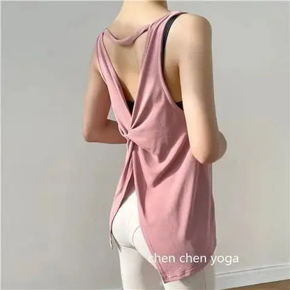 Yoga Clothes Vest Women's Beautiful Back Loose Fitness Top European and American Style