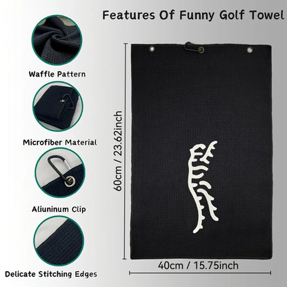 1pc Tiger Embroidered Golf Towel, Microfiber, Waffle Texture, Soft Material, with Carabiner, for Golf Bags and Accessories