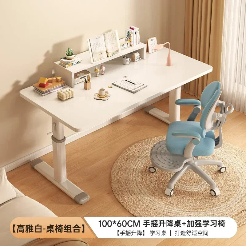 Modern Computer Standing Desk, Adjustable Height Electric Sit Stand Up Down student study Table, 47 Inch Ergonomic Rising Desks