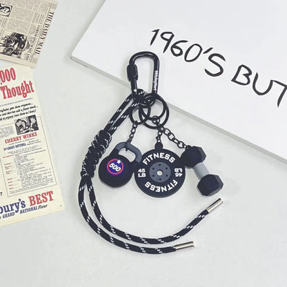 Mini Barbell Plates Key Chain with D-shaped Buckle Kettlebells Simulation Dumbbells Keyring Water Cups Creative