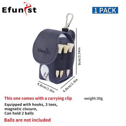 Golf Small Waist Bag Efunist Magnetic Closing Pu Golf Ball Storage Bag With 3 Pcs 54 mmTees And Portable Clip Hold Double Balls