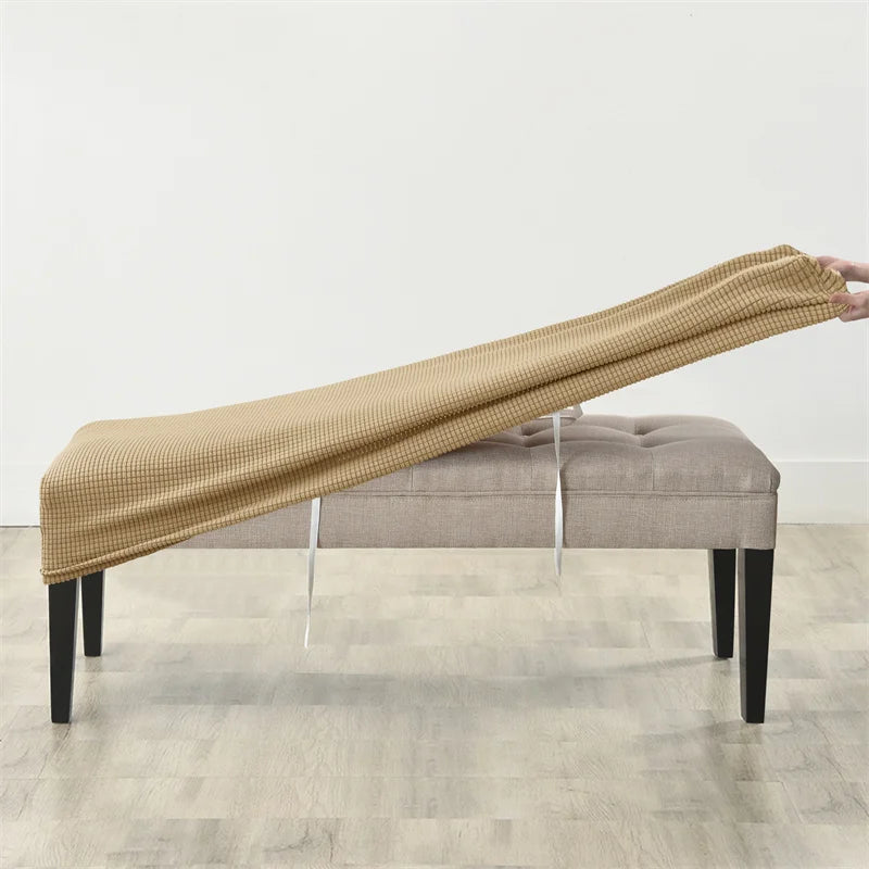 1pc Elastic Ottoman Cover Rectangle All-inclusive Stool Covers Solid Piano Bench Seat Covers Anti-dirty Removable Home Decor