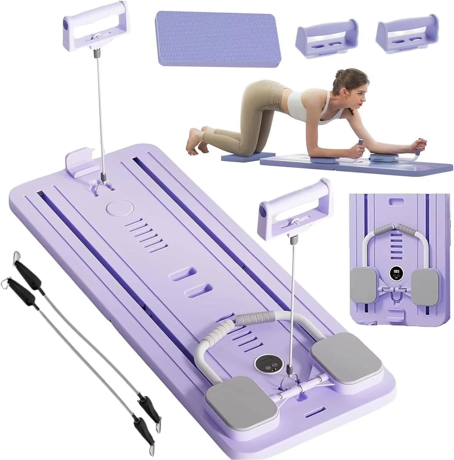Multifunctional Abdominal Board Resistance Bands Hand Grips Fitness Plate Automatic Rebound Push Ups Stands Pilates Exercise