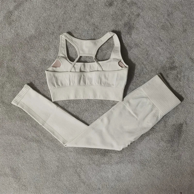 Fitness Yoga Set Seamless Sport Women's Sportswear High Waist Leggings Workout Outfits Two Piece Shorts Sets Womens Gym Clothing