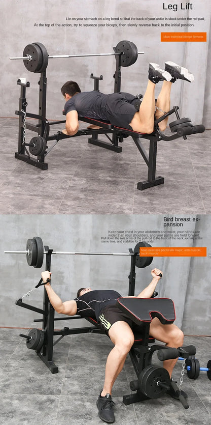 Men's Fitness Equipment, Multifunctional Weightlifting Bed Supplies, Foldable Bench Press, Household Weightlifting Machine