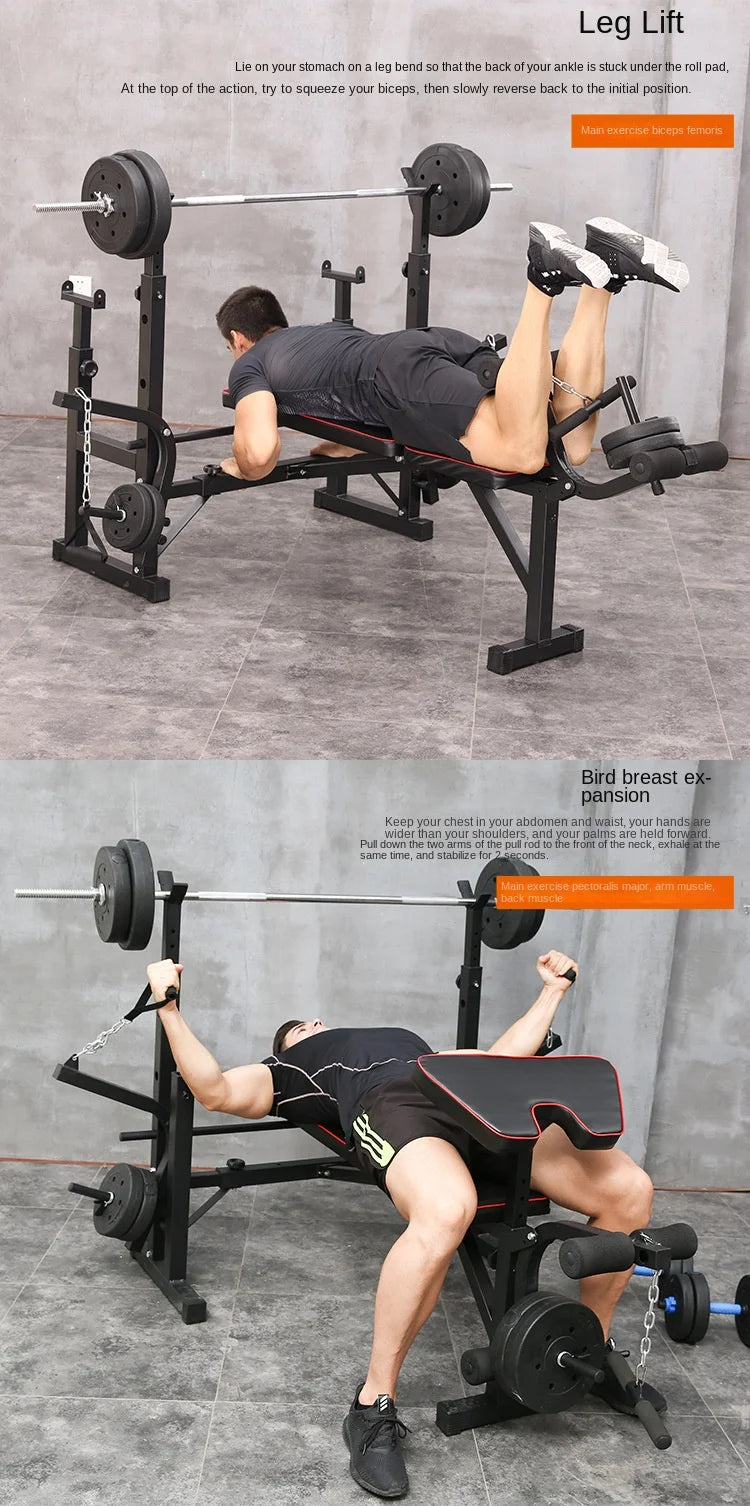 Men's Fitness Equipment, Multifunctional Weightlifting Bed Supplies, Foldable Bench Press, Household Weightlifting Machine