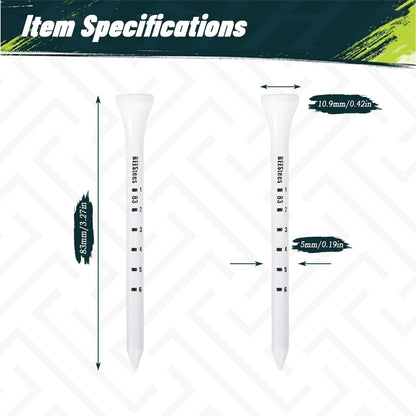 50pcs Premium Wooden Golf Tees with Height Markers - Non-slip Design for Perfect Ball Position Durable Golf Accessories