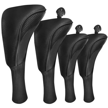 Golf Club Head Covers for Woods Driver Fairway Hybrid Value 4 Pack, Long Headcover Interchangeable Accessories