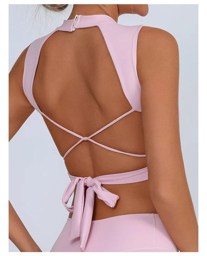 FUBEIKE Sports Bra Yoga Clothing Beauty Back Backless Quick-Drying Strap Sporty Woman Top Fitness Yoga Wear Sportswear