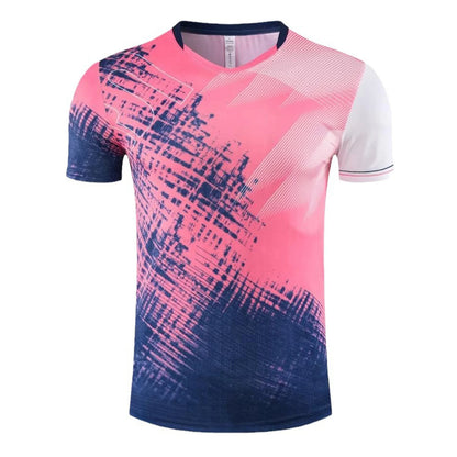 Kids Boys Short Sleeve Soccer Jersey Training Competition Team Uniform Tops V-neck Stylish Print T-shirt for Football Badminton