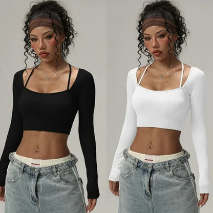 Europe and the United States threaded yoga clothing long-sleeved sports yoga vest one-piece yoga trousers female fitness