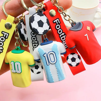 Football Player's Jersey Keychain Soccer Clothing Pendant Keyring Fashion Design Women Handbags Car Key Chain Gifts wholesale