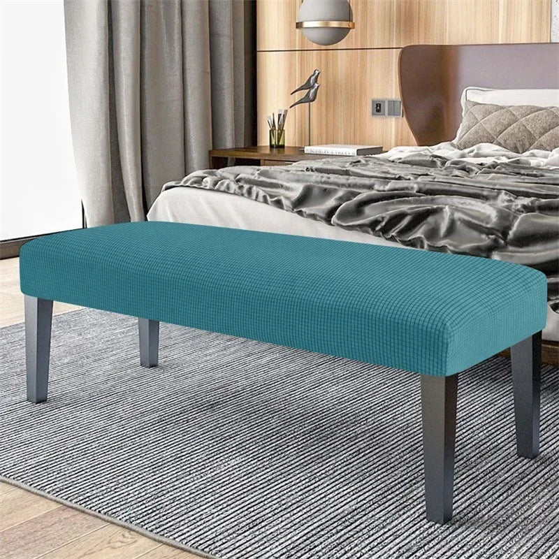 Stretch Dining Bench Covers Polar Fleece Long Bench Covers Anti-Dust Piano Stool Cover Removable Seat Protector Home Decor