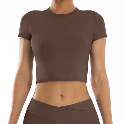 2025 new casual versatile tight fitting quick drying fitness top yoga clothes running Pilates sports T-shirt short sleeved