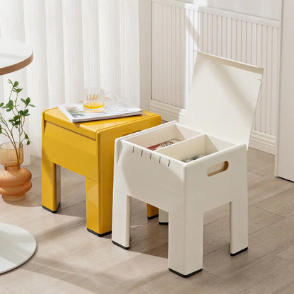 INS Nordic Modern ABS Plastic Low Bench Stool Side Table Storage Box Knoced Down KD Bedside Night Table Living Bed Roomd