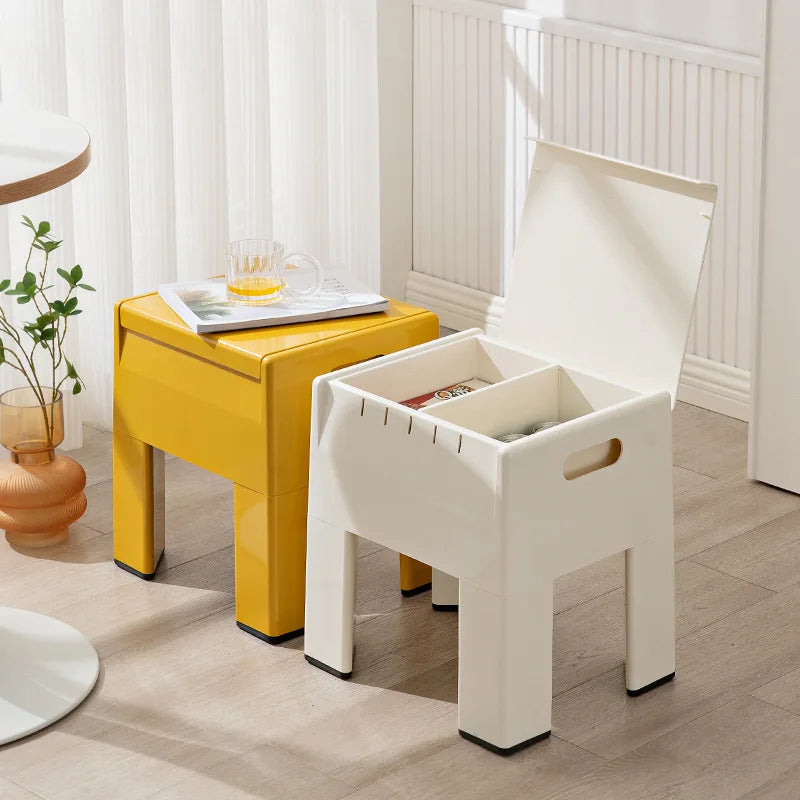 INS Nordic Modern ABS Plastic Low Bench Stool Side Table Storage Box Knoced Down KD Bedside Night Table Living Bed Roomd